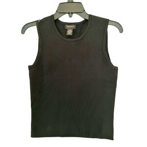 City Silk Stretch Tank Top Womens Small Black Excellent Ribbed Knit Shell